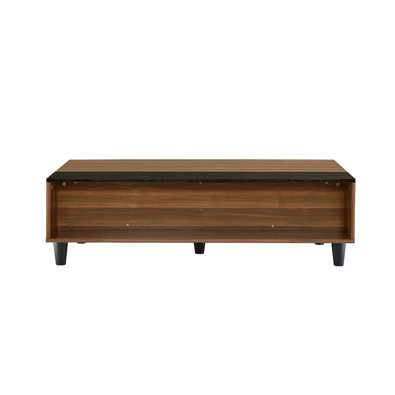 47 W Coffee Table w/Lift Top, Walnut & Black