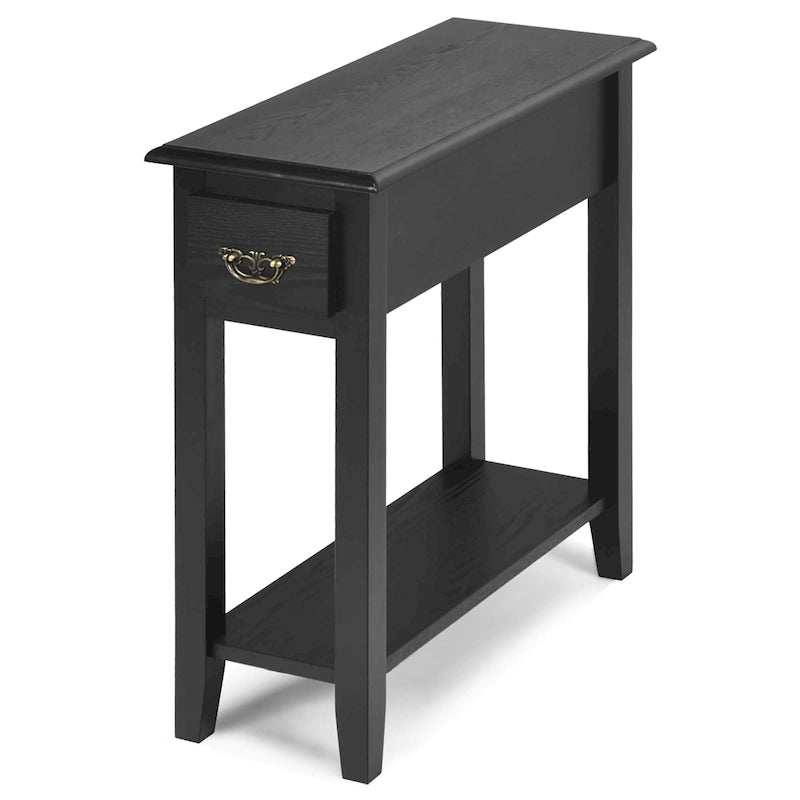 Sofa Side End Table 2 Tier Narrow Nightstand with Drawer