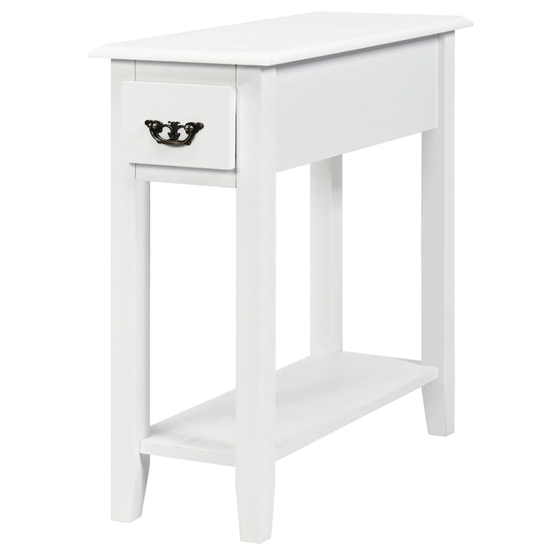 Sofa Side End Table 2 Tier Narrow Nightstand with Drawer