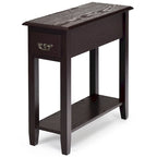 Sofa Side End Table 2 Tier Narrow Nightstand with Drawer