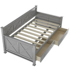 Twin Daybed with 2 Large Drawers with X-shaped Frame