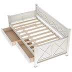 Twin Daybed with 2 Large Drawers with X-shaped Frame