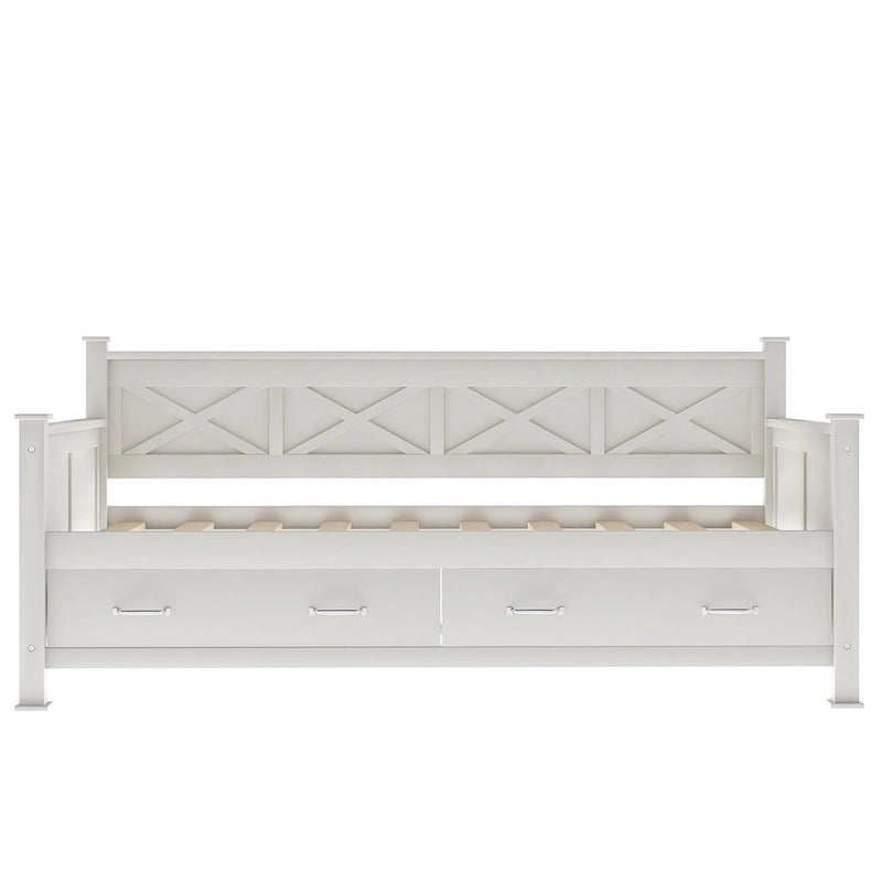 Twin Daybed with 2 Large Drawers with X-shaped Frame