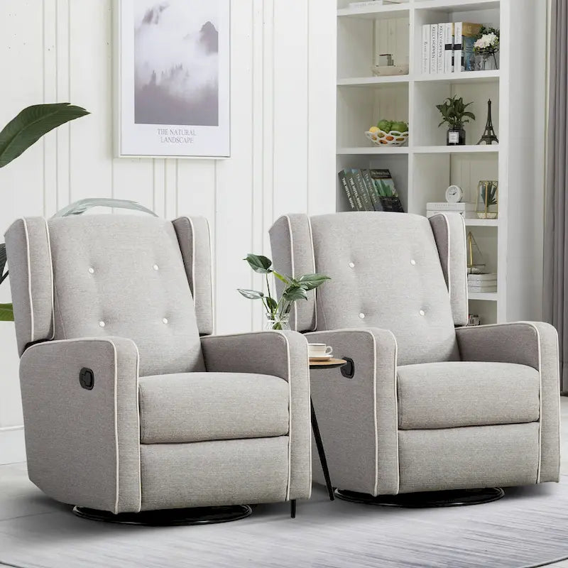 Ensemble de deux fauteuils inclinables pivotants et à bascule