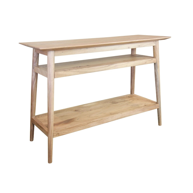 Solid Acacia Console Table with 2 Shelves