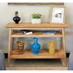 Solid Acacia Console Table with 2 Shelves