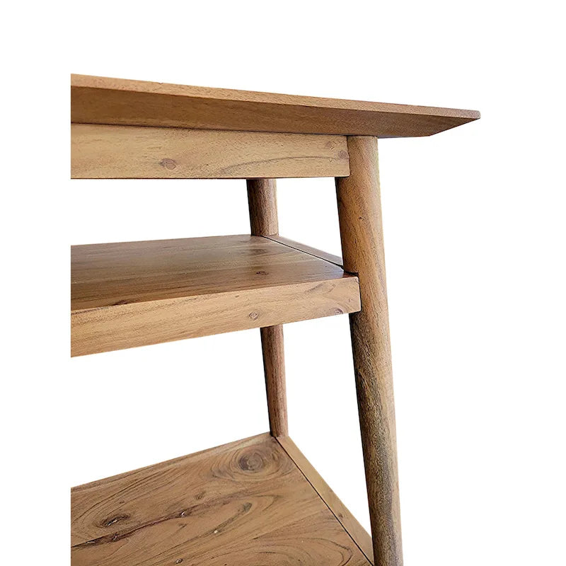 Solid Acacia Console Table with 2 Shelves
