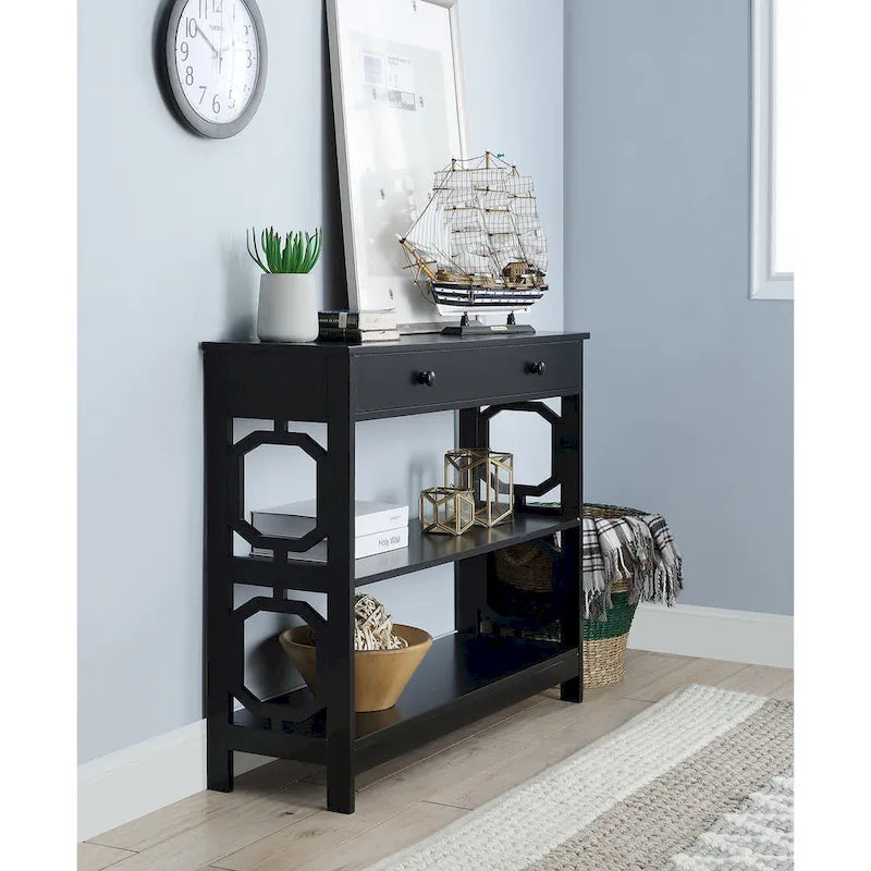  Omega 1 Drawer Console Table with Shelves