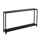 Narrow Metal Console Table with Tempered Glass Top