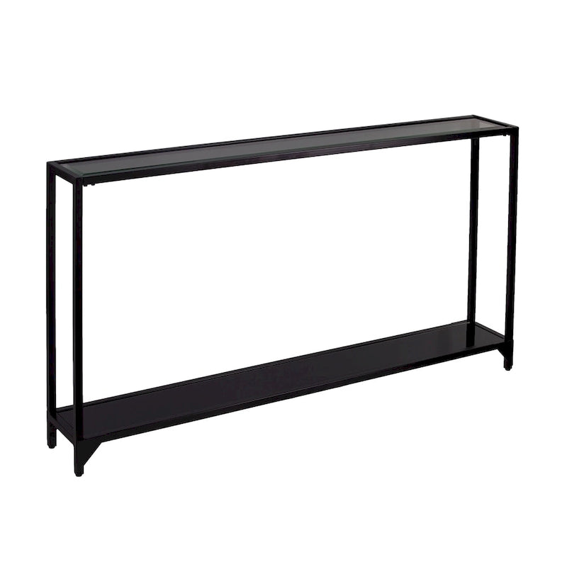 Narrow Metal Console Table with Tempered Glass Top
