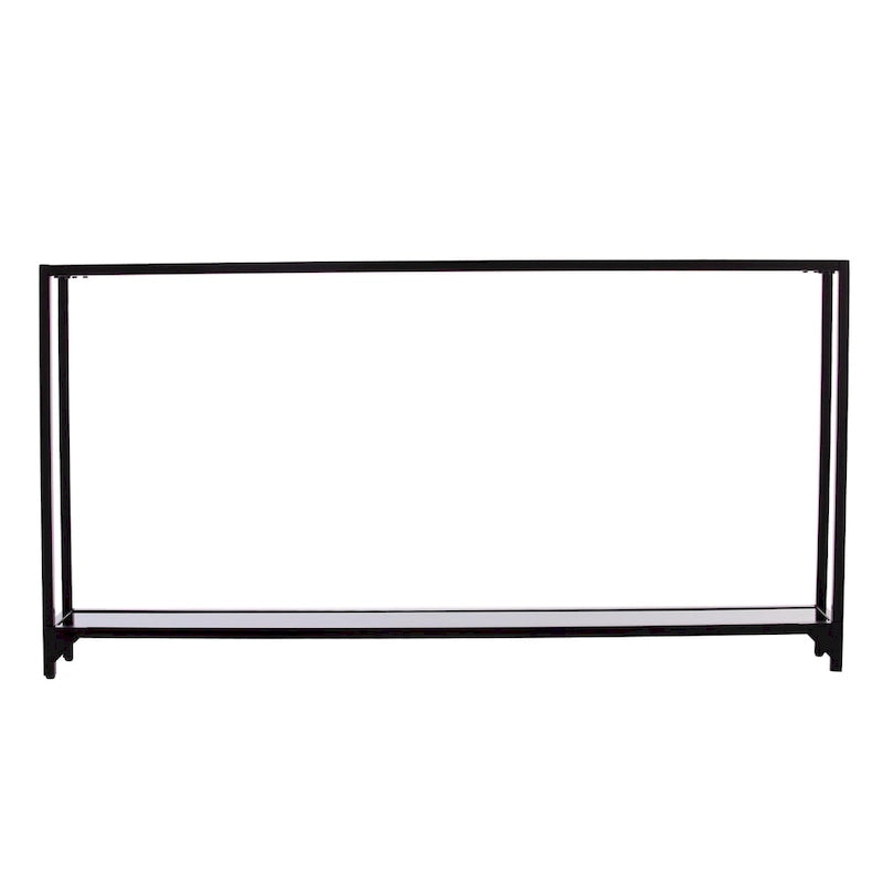 Narrow Metal Console Table with Tempered Glass Top