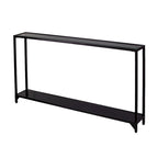 Narrow Metal Console Table with Tempered Glass Top