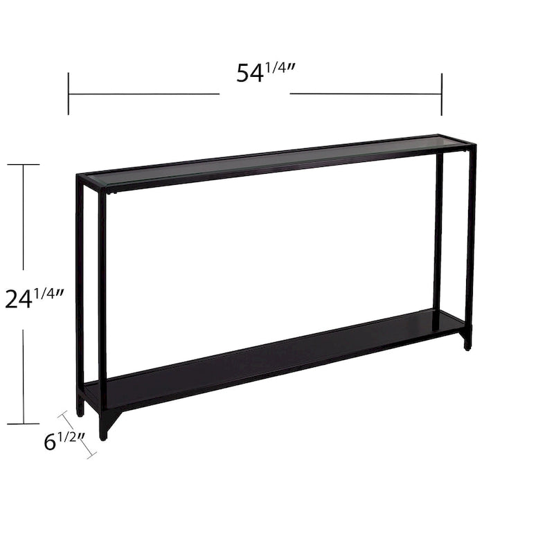 Narrow Metal Console Table with Tempered Glass Top