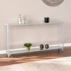 Narrow Metal Console Table with Tempered Glass Top
