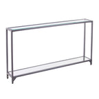 Narrow Metal Console Table with Tempered Glass Top