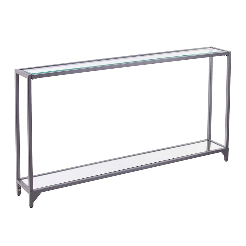 Narrow Metal Console Table with Tempered Glass Top