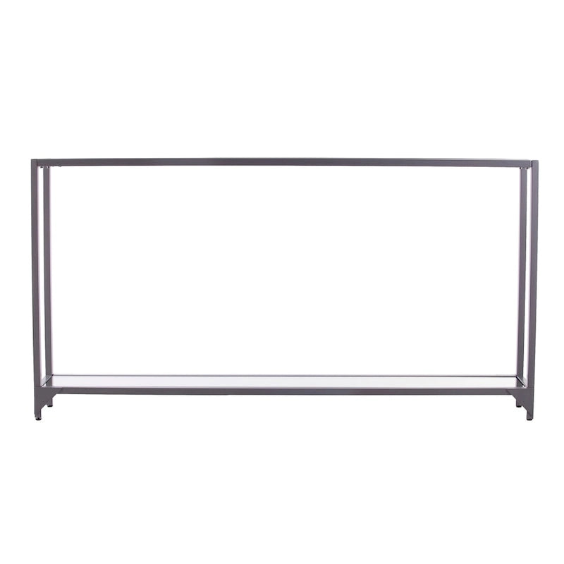 Narrow Metal Console Table with Tempered Glass Top