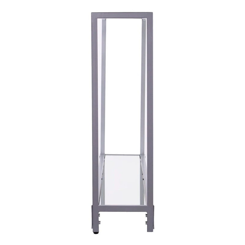 Narrow Metal Console Table with Tempered Glass Top