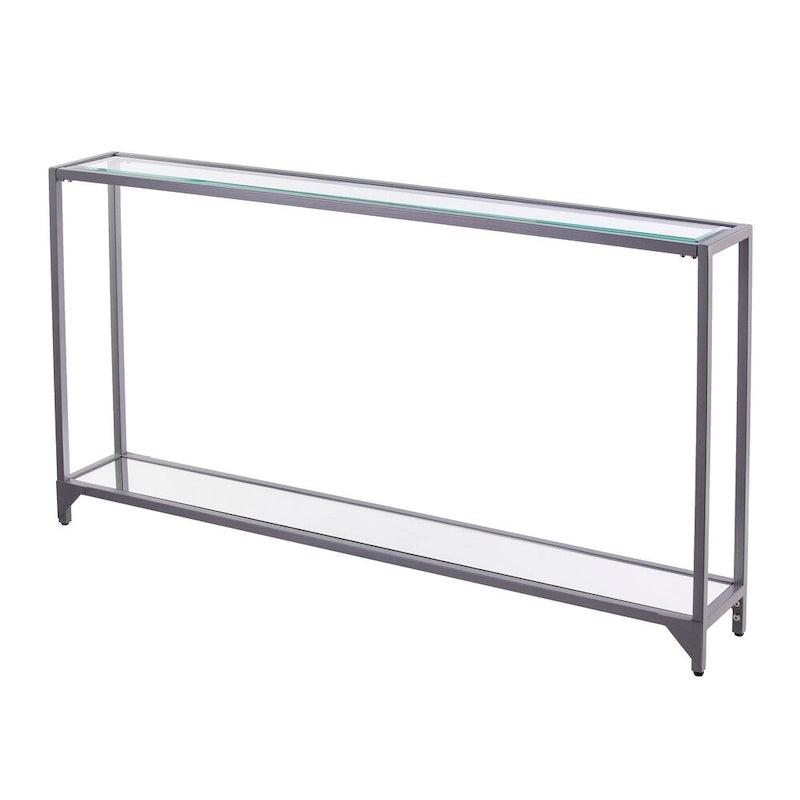 Narrow Metal Console Table with Tempered Glass Top