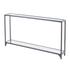 Narrow Metal Console Table with Tempered Glass Top