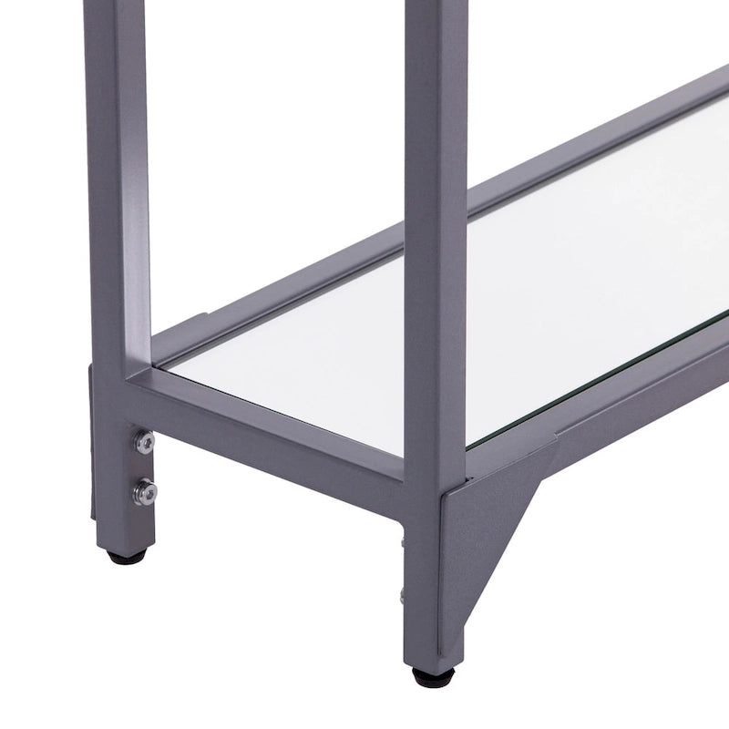 Narrow Metal Console Table with Tempered Glass Top