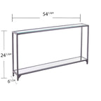 Narrow Metal Console Table with Tempered Glass Top