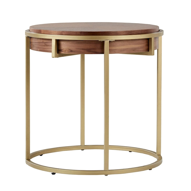 Round End Table with Metal Base