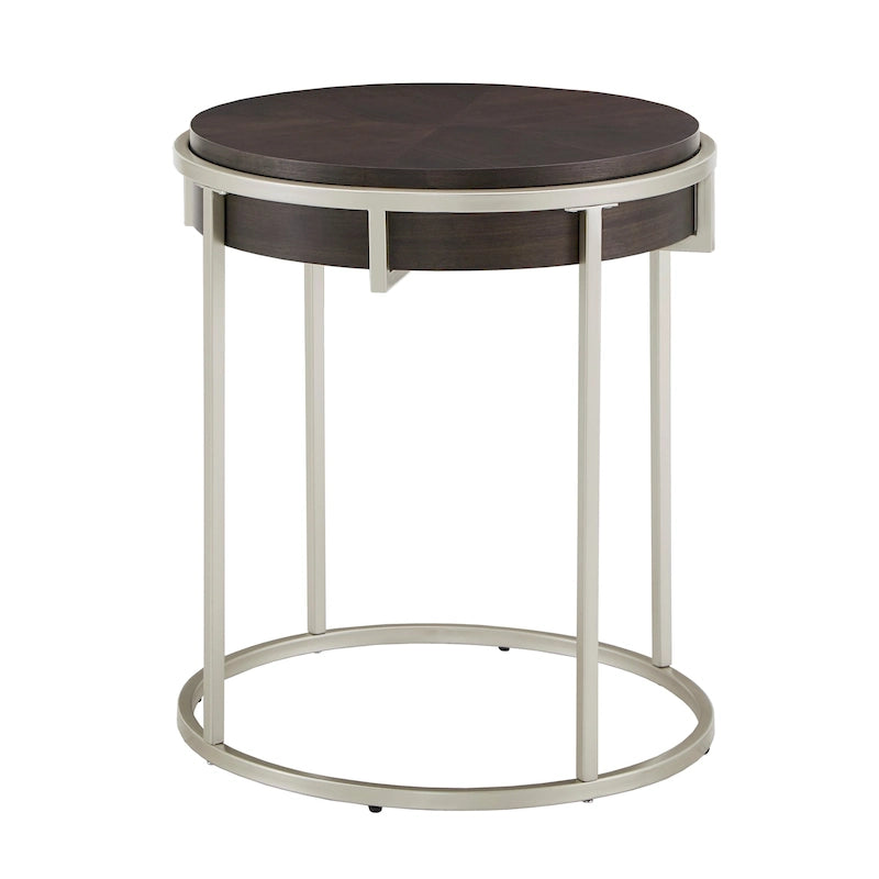 Round End Table with Metal Base