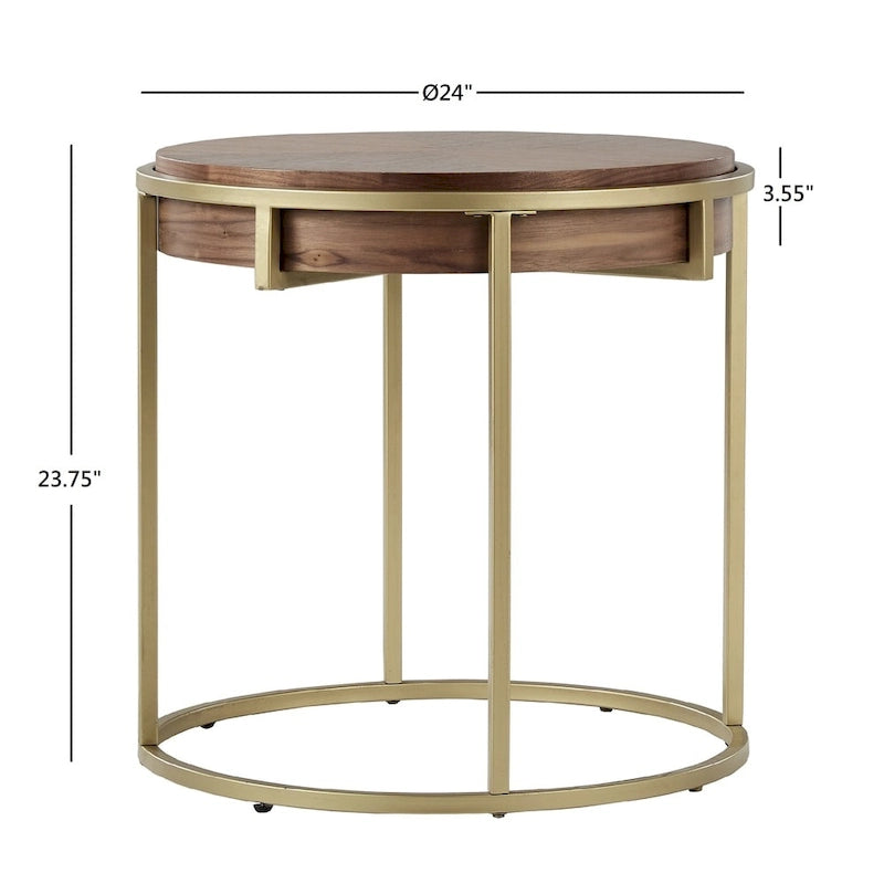 Round End Table with Metal Base