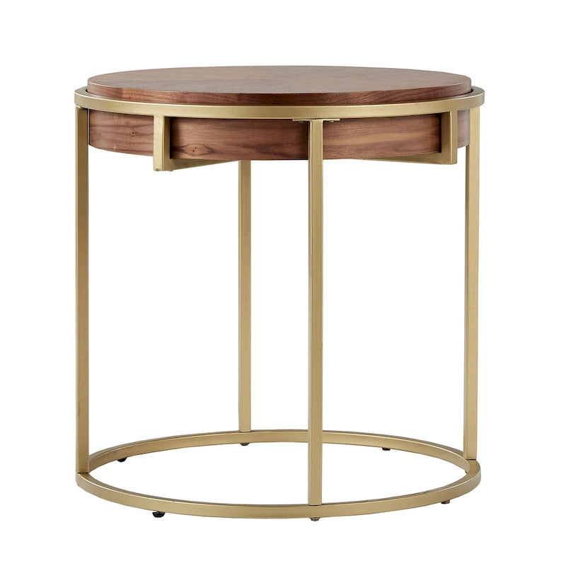 Round End Table with Metal Base