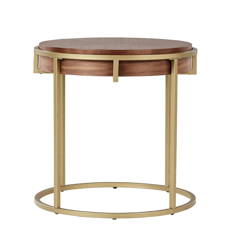 Round End Table with Metal Base
