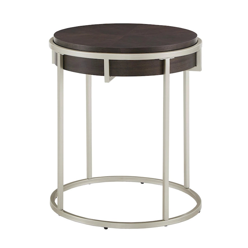 Round End Table with Metal Base