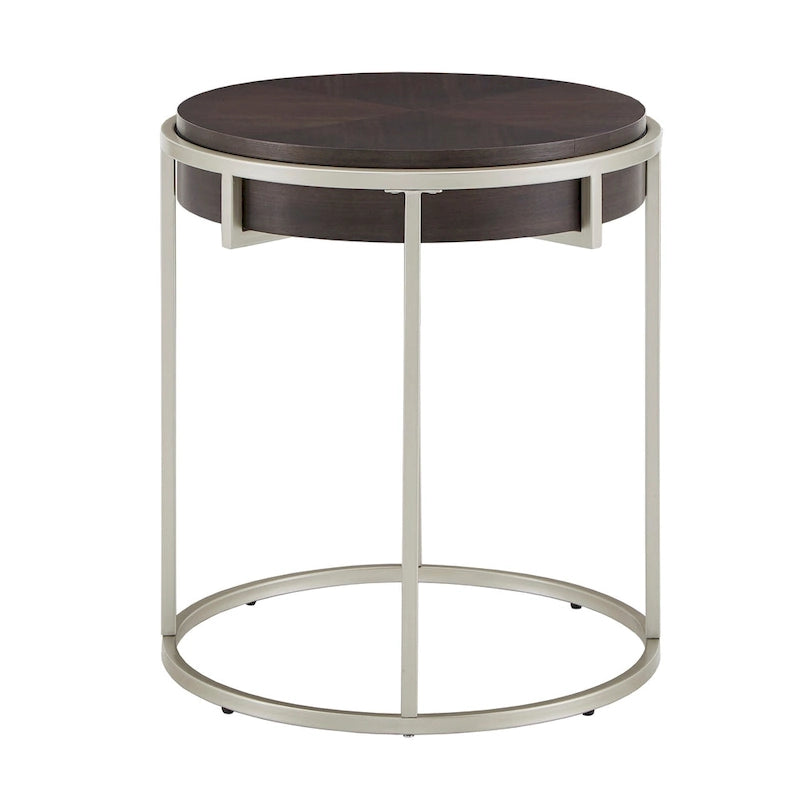 Round End Table with Metal Base