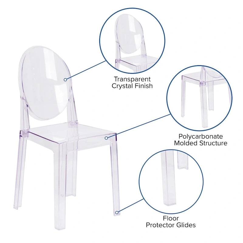 Chair with Oval Back in Transparent Crystal - Wedding Chairs