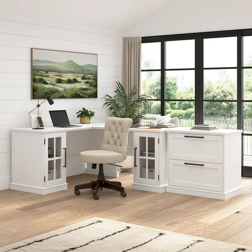 Bureau informatique 60W avec huche et rangement