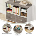 2-Drawer Wood File Cabinet with Open Shelves, Mobile Lateral Filing Cabinet for Hanging Letter Size Files