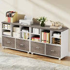 2-Drawer Wood File Cabinet with Open Shelves, Mobile Lateral Filing Cabinet for Hanging Letter Size Files