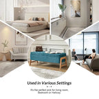 Mid-Century Modern Upholstered Storage Bench with Tufted Seat and Solid Wood Legs