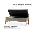 Mid-Century Modern Upholstered Storage Bench with Tufted Seat and Solid Wood Legs