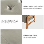 Mid-Century Modern Upholstered Storage Bench with Tufted Seat and Solid Wood Legs