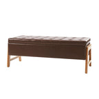 Mid-Century Modern Upholstered Storage Bench with Tufted Seat and Solid Wood Legs
