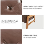 Mid-Century Modern Upholstered Storage Bench with Tufted Seat and Solid Wood Legs