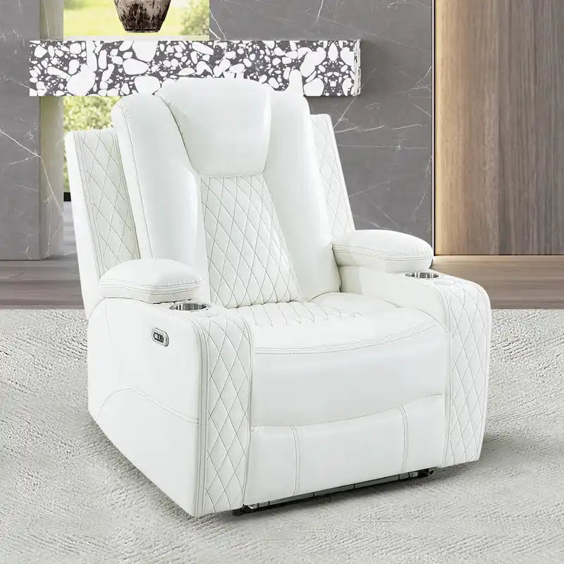 Premium Air Leather Home Theater Loveseat with LED Lights, Recliner with Built-in Speakers & Wireless Charging
