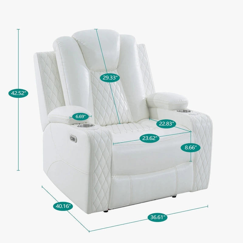 Canapé deux places en cuir synthétique de qualité supérieure pour cinéma maison, avec lumières DEL, fauteuil inclinable avec haut-parleurs intégrés et recharge sans fil