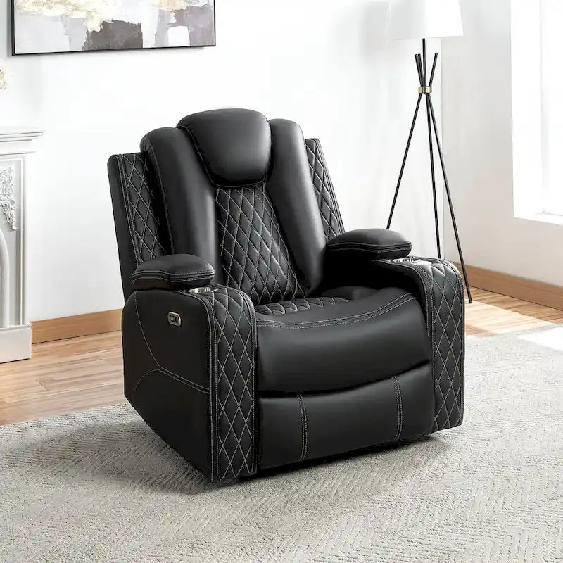 Canapé deux places en cuir synthétique de qualité supérieure pour cinéma maison, avec lumières DEL, fauteuil inclinable avec haut-parleurs intégrés et recharge sans fil