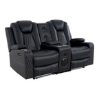 Canapé deux places en cuir synthétique de qualité supérieure pour cinéma maison, avec lumières DEL, fauteuil inclinable avec haut-parleurs intégrés et recharge sans fil