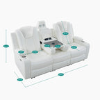 Canapé deux places en cuir synthétique de qualité supérieure pour cinéma maison, avec lumières DEL, fauteuil inclinable avec haut-parleurs intégrés et recharge sans fil