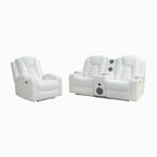 Canapé deux places en cuir synthétique de qualité supérieure pour cinéma maison, avec lumières DEL, fauteuil inclinable avec haut-parleurs intégrés et recharge sans fil