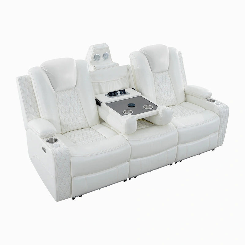 Canapé deux places en cuir synthétique de qualité supérieure pour cinéma maison, avec lumières DEL, fauteuil inclinable avec haut-parleurs intégrés et recharge sans fil