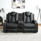 Canapé deux places en cuir synthétique de qualité supérieure pour cinéma maison, avec lumières DEL, fauteuil inclinable avec haut-parleurs intégrés et recharge sans fil